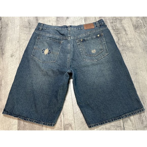 VTG Phat Farm Shorts Mens 38 Blue Denim Baggy Embroidered Hip Hop Y2K Jnco Style - Picture 2 of 12